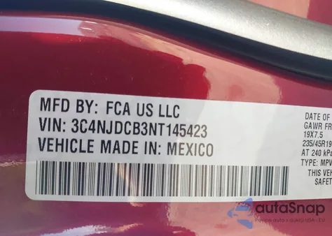 2022 Jeep Compass High Altitude 4X4 из США, поврежденный, VIN 3C4NJDCB3NT145423